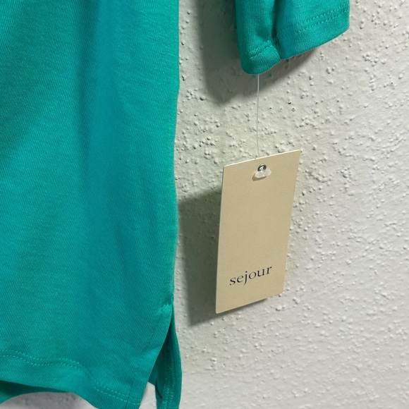 Sejour Womens Pullover top teal Blue Long Sleeve Scoop Neck Plus 1XL New - Picture 4 of 8